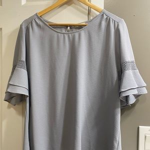 Blue/ grey ruffle top